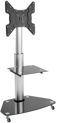 mywall HP1CL Standfuß / Rollwagen für Flachbildschirme 81 cm (32) - 140 cm (55) , neigbar +45° silber 20 Jahre Garantie