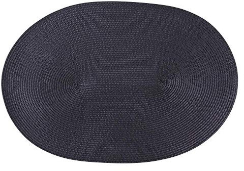 6 Stück Continenta Tischsets geflochten, ovale Form, Platzsets, Platzmatten, Tischmatten in Gastro Qualität, 45 x 31 cm, anthrazit, Set by Danto®