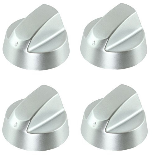 Spares2go Control Knobs/Dials for Hotpoint Oven Cooker & Hob (Pack of 4 + Adaptors, Silver)