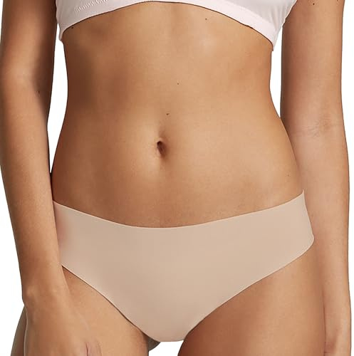 commando - Butter Mid-Rise Thong | Silky Soft, No Show Thong | Comfortable Raw-Cut Edges | Machine Washable | Beige, Small