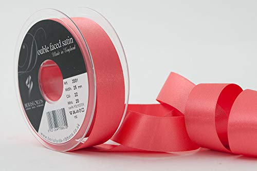 Berisfords Polyester-Garn-Satinband, 25 mm, Koralle