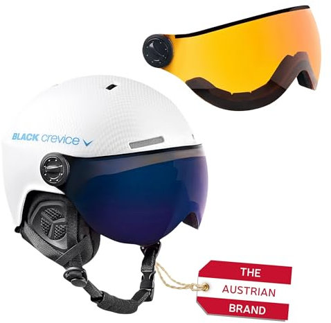 Black Crevice Skihelm Arlberg mit 2 Visier, Carbon weiß/blau, S/M