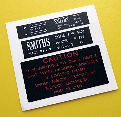 screenprintdigital MGB Vintage früh Optik Smiths heizung Box und Ventilator Motor Sticker Aufkleber