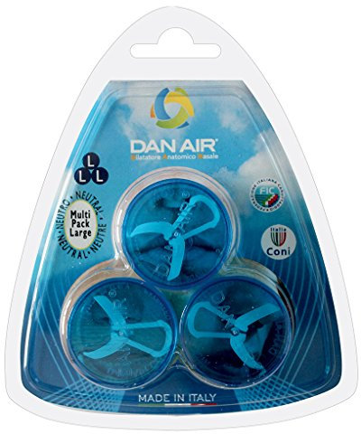 DanAir - 3 Dilatatore Nasale Antirussamento Made in Italy, Divaricatore Naso per Attività Sportive Testato dal CONI - Dispositivo Anti Russamento Uomo e Donna, Respirare Meglio dal Naso (L)