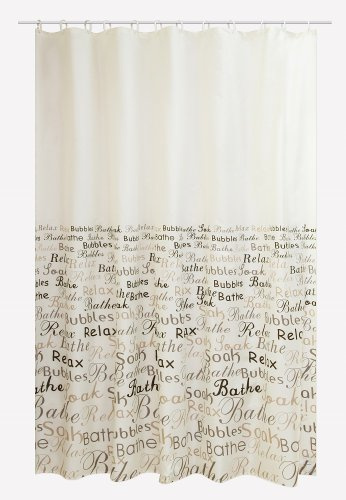 Lulizzie ROLLER Duschvorhang - Weiß, Klassisch, Einfach, Buchstabenmuster, Waschbar, Wasserdicht, 100 Polyester, 0.42 kg, 1 Panel, 25-35 mm, Badezimmer