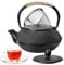 VonShef Cast Iron Teapot, Black Japanese Teapot with Infuser, 800ml 4 Cup Loose Leaf Tea Pot with Mesh Strainer, Stovetop Tetsubin Tea Kettle with Hobnail Design
