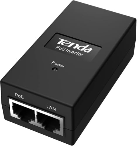 Tenda PoE Injektor POE15F, 15 W, 10/100 Mbps RJ45 Port, POE Splitter Adapter Power Over Ethernet, Plug and Play, IEEE 802.3af-Kompatibel, Bis zu 100 Meter (325 Fuß)