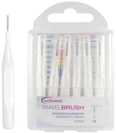 wellsamed Travelbrush 6 Stück Interdentalbürsten, ISO 0: 0,4 mm, Bürstengröße: 1,7 mm/xxxx-fein, zur effektiven Reinigung der Zahnzwischenräume