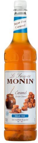 MONIN Premium Caramel Sugar Free Syrup 1L for Coffee and Cocktails. Vegan-Friendly, Allergen-Free, 100 Percent Natural Flavours and Colourings. Sugar-Free Coffee Syrup