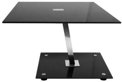 Premier Housewares End Table with Black Tempered Glass Top and Chrome Legs, 42 x 65 x 65 cm