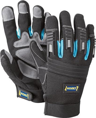 HAZET Mechaniker Handschuhe 1987-5XL I Abriebbeständige, Rutschfeste Handschuhe in Größe XL I Atmungsaktiv und Waschbar I passender Schutz für anspruchsvolle Aufgaben I Material: Kunstleder und PVC
