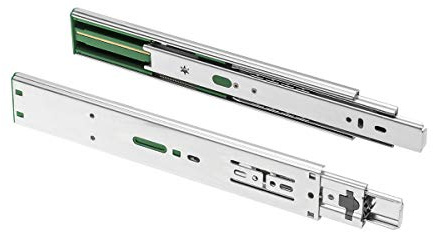 GTV Versalite H45 Full Extension Drawer Runners 350 mm with Soft Close, Telescopic Rails, 30 kg Load Capacity, Ball Guide, for Kitchen Furniture, Galvanised Steel, 1 Pair