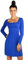 FUTURO FASHION - Robe Courte pour Femme - col carré/Manches Longues - 2914 - Bleu Roi - 46 (XXXL)
