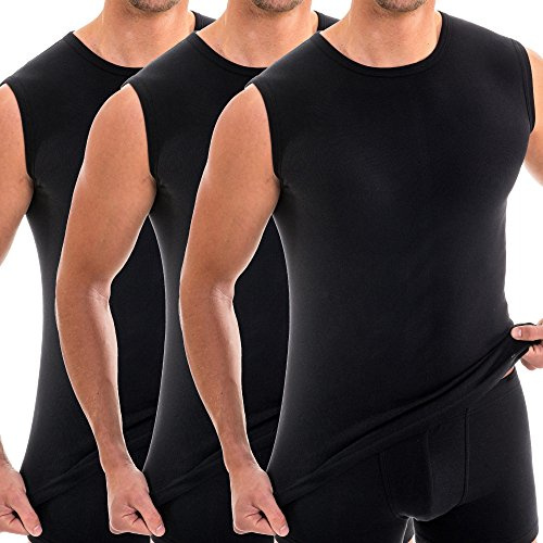 HERMKO 3040 3er Pack Herren Tank Top Unterhemd mit Rundhals-Ausschnitt aus 100% Bio-Baumwolle