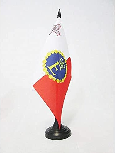 AZ FLAG - Tischflagge Königliche Standarte Von Malta 1964-1974 - 21x14 cm - Malta Tischfahne 14 x 21 cm - Flaggen