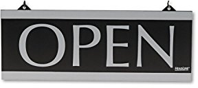 Headline Sign Century Series - Cartello reversibile aperto e chiuso, con supporto a ventosa, 33 x 12 cm, nero
