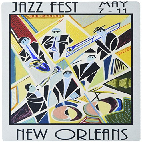 3dRose LLC 181075_1 Mauspad, Art Deco New Orleans Jazz Poster, 20,3 x 20,3 x 0,63,5 cm