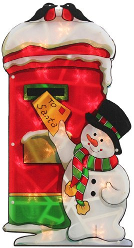WeRChristmas Pre-Lit 45 cm Santa Post-Box Double Sided Window Silhouette Christmas Decoration