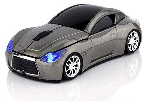 MGbeauty Souris sans Fil de Voiture de Sport Souris Optique pour Ordinateur avec lumière LED (Gris)