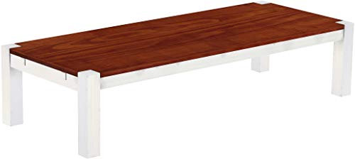 Brasilmöbel Couchtisch Rio Kanto 200x80 cm Mahagoni Weiß Wohnzimmertisch Holz Tisch Pinie Massivholz Stubentisch Beistelltisch Echtholz Größe und Farbe wählbar