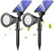 Wilktop Solarstrahler für Außen,LED Solar Strahler Solarleuchte Landscape 3th Version Superhelle Spotlight Solarbetriebene; Wasserdicht für die Hinterhöfe, Gärten, Rasen usw(2er;Warmweiß)