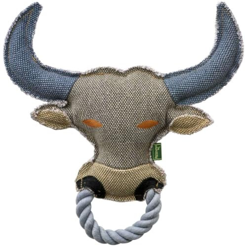 HUNTER CANVAS RING OX Hundespielzeug, Vintage-Style, mit Baumwolle, Quietschspielzeug, Ochse, 26 cm