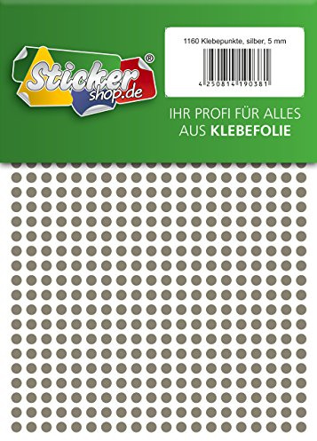 Klebepunkte aus PVC Folie, wetterfest, Markierungspunkte Kreise Punkte Aufkleber (5 mm, silber)