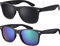La Optica B.L.M. Herren Sonnenbrille UV400 CAT 3 Damen Unisex Retro Vintage - Party Festival Set Gummiert Schwarz (Gläser: Grau, Grün Verspiegelt)