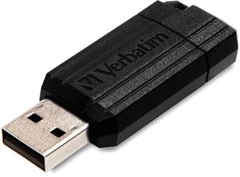 Verbatim PinStripe USB-Stick 128GB, USB 2.0, USB Speicherstick, für Laptop Notebook Ultrabook TV Autoradio, USB 2.0 Stick, Datenstick mit Schiebemechanismus, Schwarz
