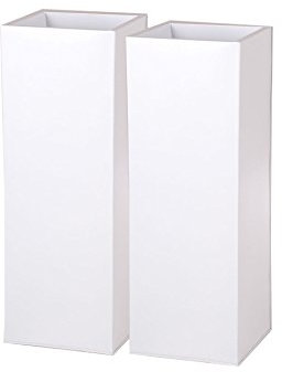VIVANNO Lot de 2 bacs à Fleurs en Zinc Block 65 cm, Blanc