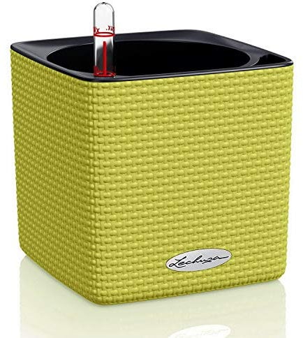 LECHUZA CUBE Color 14 13385 Kräutertopf, Hochwertiger Kunststoff, Inkl. Stick-Bewässerungssystem, für Innenraumbegrünung geeignet, limettengrün
