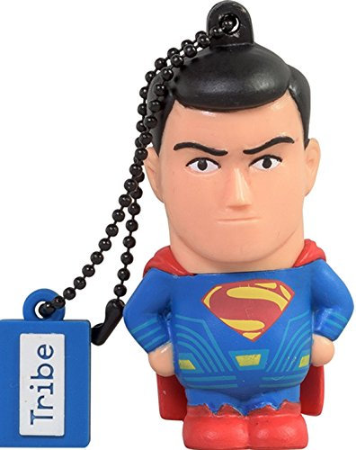 Tribe Warner Bros. DC Comics Superman 16-GB-Stick USB-Speicher-Flash-Laufwerk mit Schlüsselanhänger - Mehrfarbig, Schwarz
