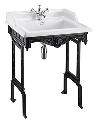 Casa Padrino Jugendstil Stand Waschtisch Weiß/Schwarz - Barock Waschbecken Barockstil Antik Stil