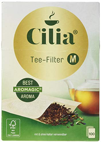 Cilia Teefilter-Set, Papier-Filter zur Verwendung mit und ohne Halter, 2 x 100 Stück, Größe: M, Naturbraun, 125432, 0.1 x 0.99 x 1,37 cm