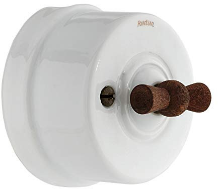 Fontini - Schalter 10 A, 250 V, Porzellan, Holz