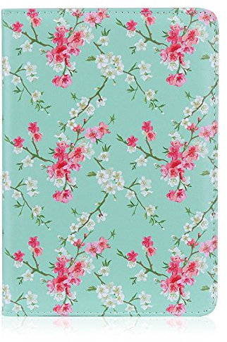 32nd Floral Series - Design PU Leather Book Folio Case Cover for Apple iPad Mini 1, 2 & 3, Designer Flower Pattern Flip Case With Built In Stand - Spring Blue