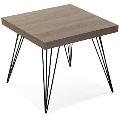 Versa Denver Beistelltisch für das Wohnzimmer, Schlafzimmer oder die Küche. Moderner, niedriger Tisch, Maßnahmen (H x L x B) 43 x 50 x 50 cm, Holz und Metall, Farbe: Braun und Schwarz