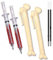 Novelty Syringe and Bone Pen Quad Pack - Writes in Black Ink - Free Refills for Syringe pens