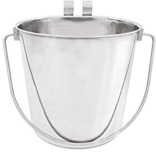 Fuzzy Puppy Pet Products Seau Plat Pelucheux avec Double Crochets, Ajustement Parfait sur Les Cages et Cages pour Chien, Chat et bestioles, en Acier Inoxydable Robuste | 4 litres, (PN : FSP-4)
