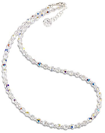 Schöner SD Halskette 4mm Kristallperlen Crystal Aurora Boreale 925 Silber 40cm