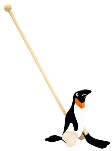 Bino world of toys Watschel-Pinguin Lauflernspielzeug, Spielzeug für Kinder ab 12 Monate (Holzspielzeug, hilft beim Laufenlernen, in kindgerechtem Pinguin-Design, Motorikspielzeug ab 1 Jahr), Mehrfarbig