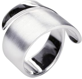 SILBERMOOS Damen Ring offen diagonal Bandring spitz matt glänzend Sterling Silber 925, Größe:58