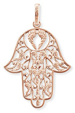 Engelsrufer Hand Fatimas Anhänger für Damen rosévergoldetes 925er-Sterlingsilber Größe 31 mm