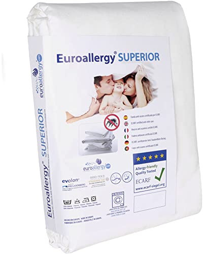 Euroallergy Superior -Coprimaterasso Antiacaro Certificato. Altamente Traspirante, senza laminazione. Con Cerniera (160x200 x27 cm.)