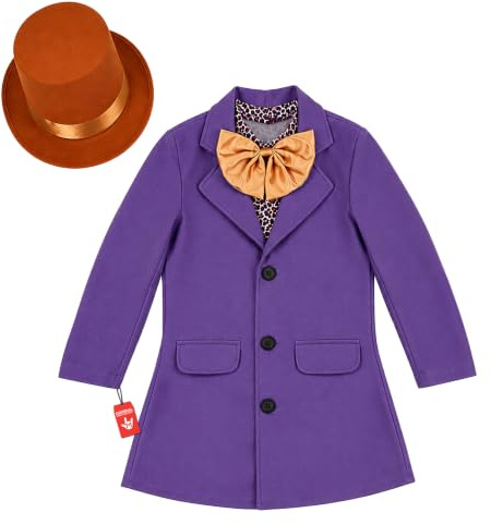 Fun Shack 0 | Lila Jacke mit Hemd & Fliege, Passender Hut, Zum Überziehen, Perfekt für Halloween, Ideal für Rollenspiele