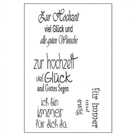 Stempel Clear, Zur Hochzeit viel Glück und al, A7 / 74 x 105 mm, 4 - teilig, transparent