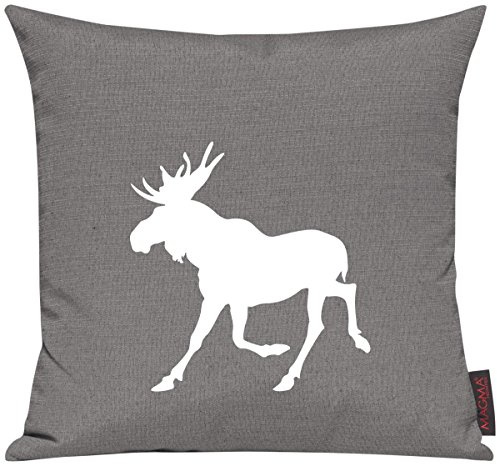 Shirtinstyle Sofakissen, Kissenbezug, Kissenhülle, Tiere Dein Lieblings Tier Elch, Größe 40 x 40cm, Farbe Grau