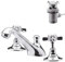 nuie I307X Beaumont Traditional Bathroom Crosshead Handle 3 Tap Hole Basin Mixer Tap with Pop-Up Waste, 85 x 50 x 165mm , Chrome