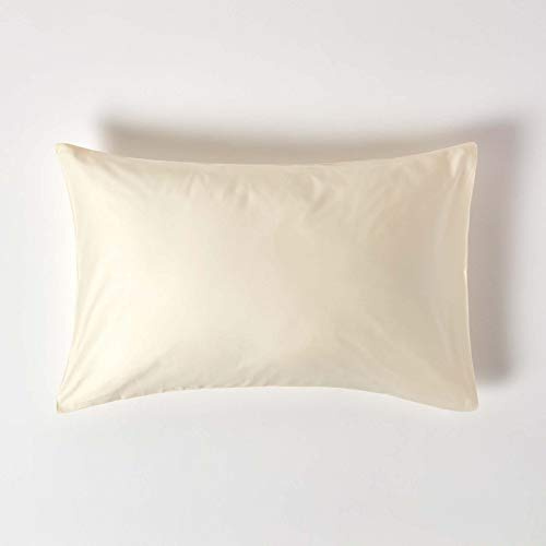 HOMESCAPES Cream Organic Cotton Pillowcase Standard Size 400TC 600 Thread Count Equivalent Housewife Pillow Case