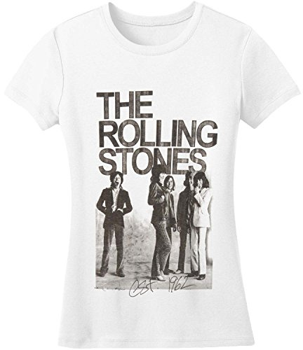Rolling Stones Est 1962 Group Photo offiziell damen Nue Weiß Skinny Fit T Shirt, Weiß (White), S